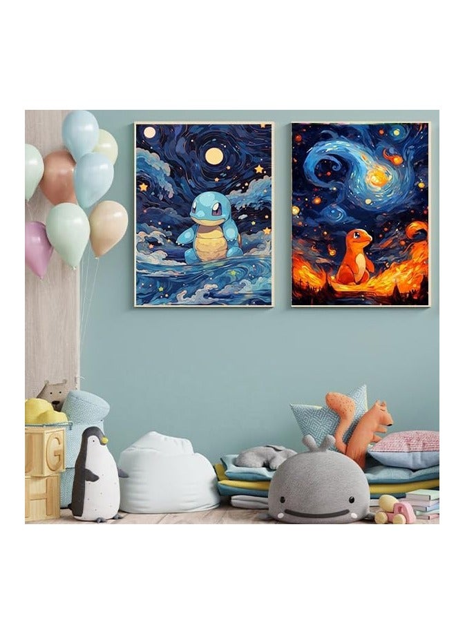 SYOSI 4Pcs Diamond Art Painting Kits Cartoon Full Drill Diamond Dots Paintings for Beginners 5D Diamond Art Kits DIY Full Drill Diamond Crystal Craft Kits for Home Wall Decor 15.7x11.8 inch  - Image 3