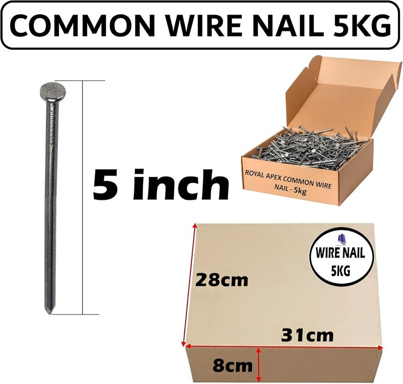 Royal Apex 5 Inch 5kg Common Wire Round Head Nails - Image 2