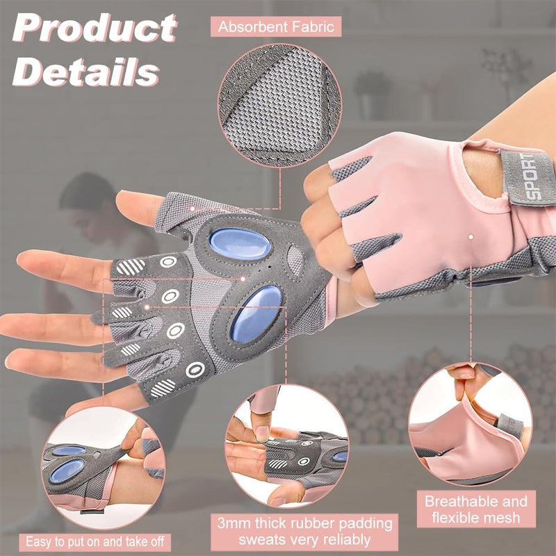 Proberos ® Women Workout Gloves Crossfit Gym with Anti Slip Silione Pad Palm Design Compression Fitness Summer Breathable Fingerless Gloves, Size-M - Image 3