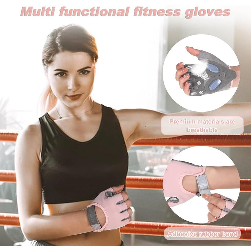 Proberos ® Women Workout Gloves Crossfit Gym with Anti Slip Silione Pad Palm Design Compression Fitness Summer Breathable Fingerless Gloves, Size-M - Image 4