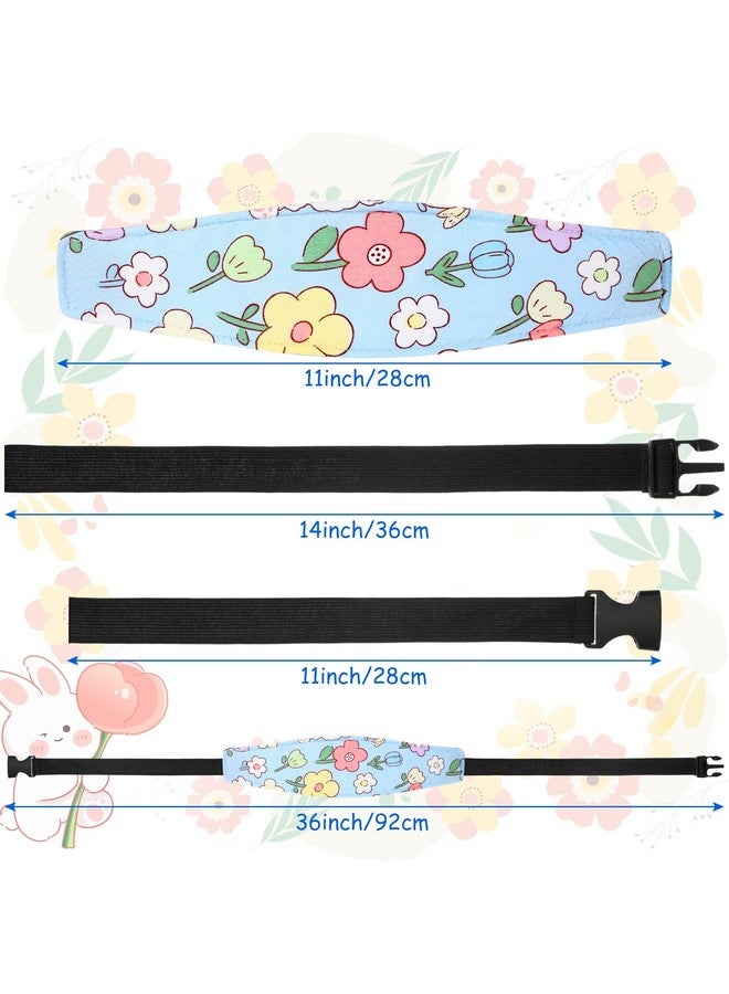 Hestya 2 Pieces Baby Car Seat Head Straps, Carseat Head Support for Toddler Holder Band Headrest, Stroller Sleeping Headrest Neck Relief for Kids Children Toddler Infant(Classic Flower) - Image 2