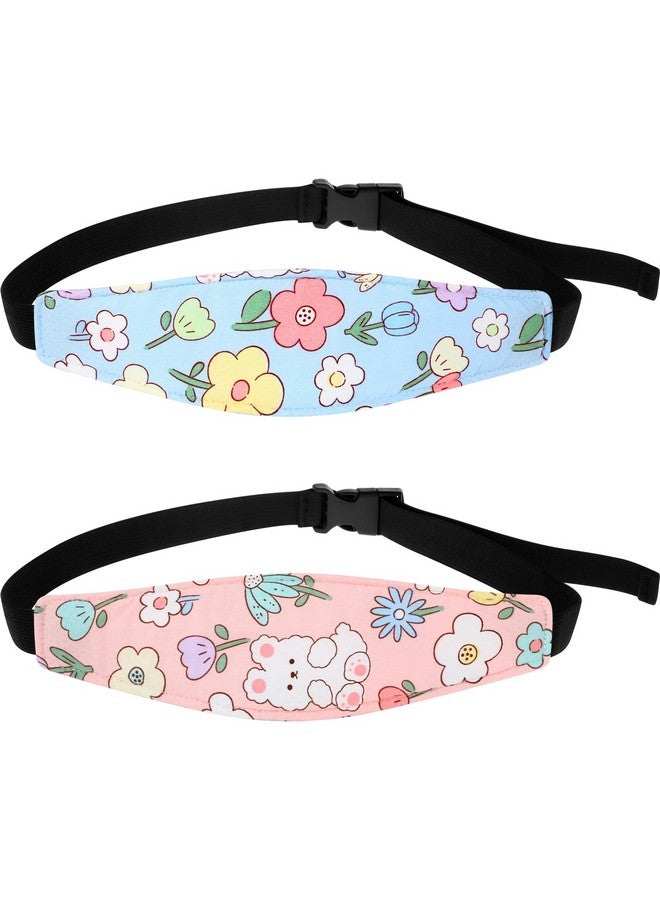 Hestya 2 Pieces Baby Car Seat Head Straps, Carseat Head Support for Toddler Holder Band Headrest, Stroller Sleeping Headrest Neck Relief for Kids Children Toddler Infant(Classic Flower) - Image 1