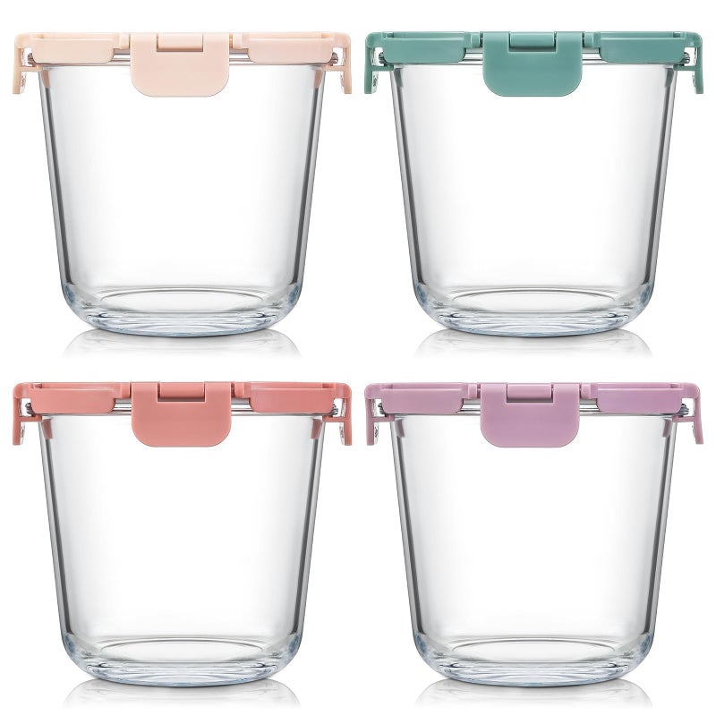 Snuvid [UPGRADED LID] 6 Sets 3 Cup/24oz Borosilicate Glass Meal Prep Containers with Lids, Food Storage Bowl Jars for Soup Leftover Meal Lunch Oats Fruit Deli Salads - Microwave, Oven, Freezer Safe -BPA Free - Image 1