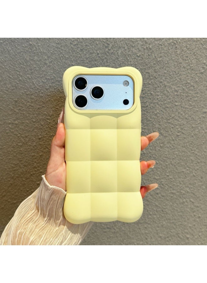 3D Grid Liquid Silicone Phone Case for iPhone 17 Pro Max / 17 Pro, Flocking Lining Anti-Fingerprint Shockproof Solid Color Cover - Image 3