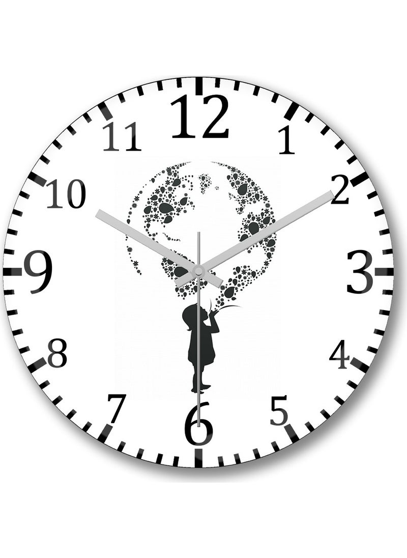 Baskı Dükkanı Print Shop Dia da Terra Wall Clock Curved Real Glass  - Image 1