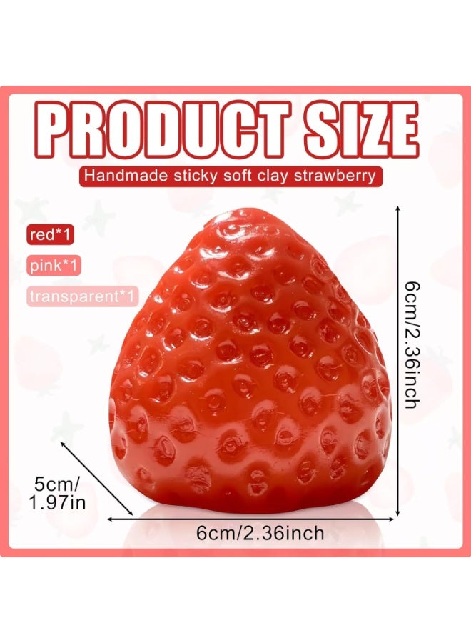 Realistic Strawberry Squishy Stress Relief Toy, Sticky Soft Slow Rebound Squeeze Fidget Toy, Simulated Fruit Decompression Anxiety Hand Toy for Kids Adults Birthday Holiday Gift - Image 2