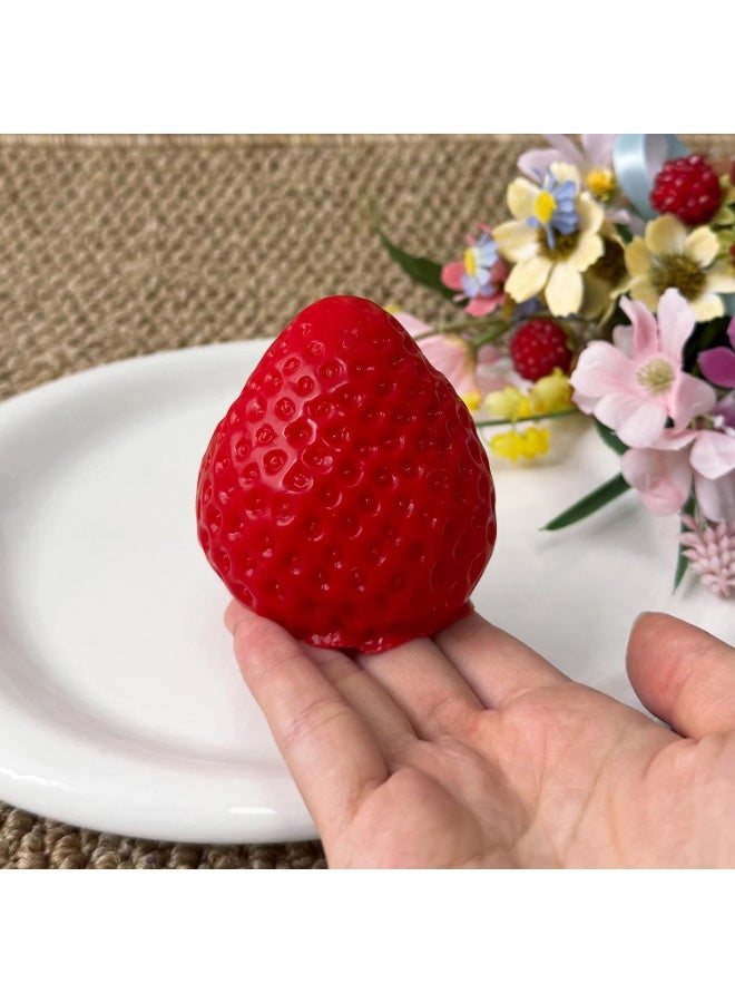 Realistic Strawberry Squishy Stress Relief Toy, Sticky Soft Slow Rebound Squeeze Fidget Toy, Simulated Fruit Decompression Anxiety Hand Toy for Kids Adults Birthday Holiday Gift - Image 3