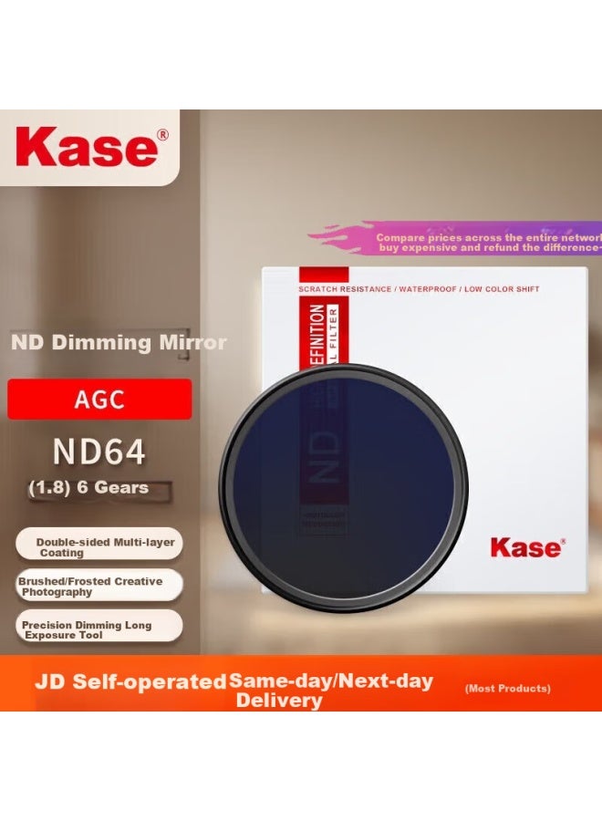 Kase Nd Filter Nd64 (Reduces 6 Stops) Neutral Density Filter For Water Flow, Waterfalls, Long Exposure, And Slow Shutter Photography 72Mm Agc Version