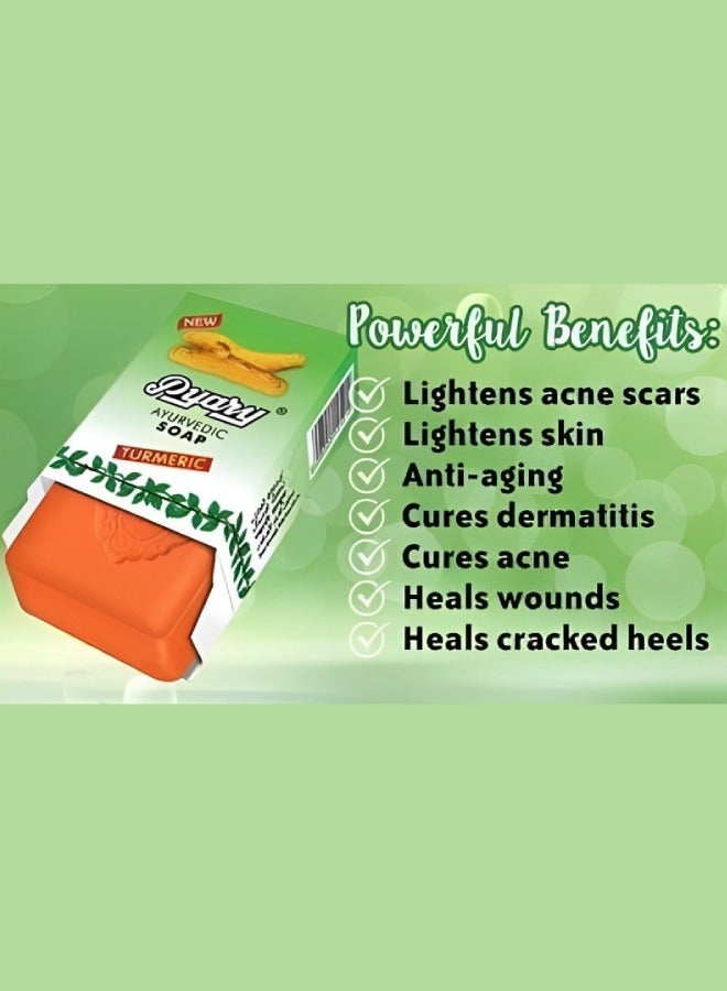 بياري 31 قطع صابون الكركم طبيعي بالكامل مصنوع يدويًا من الايورفيدا نباتي - Image 3