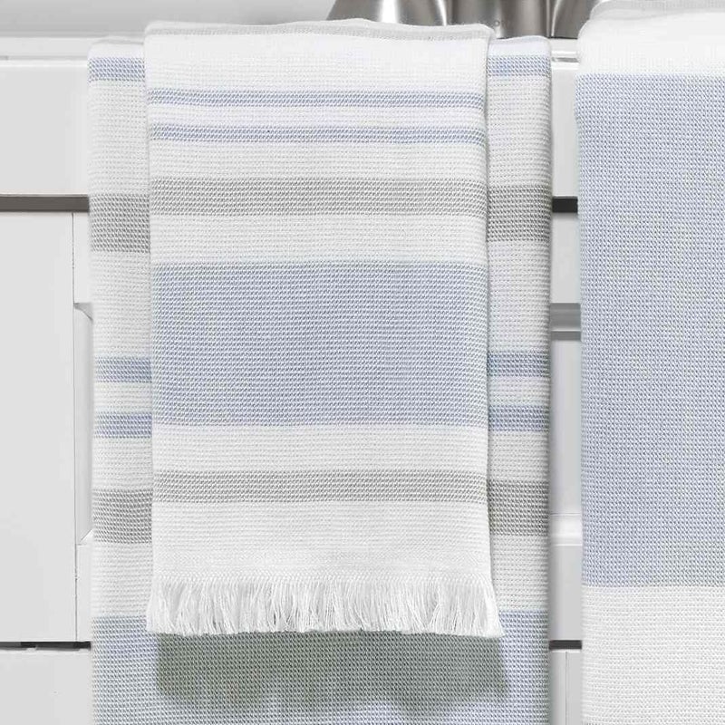 IZOD - Towels, 3pc Striped Towel Set, Soft & Absorbent Cotton, Dorm Room Essentials (Clubhouse Collection, Blue) - Image 2