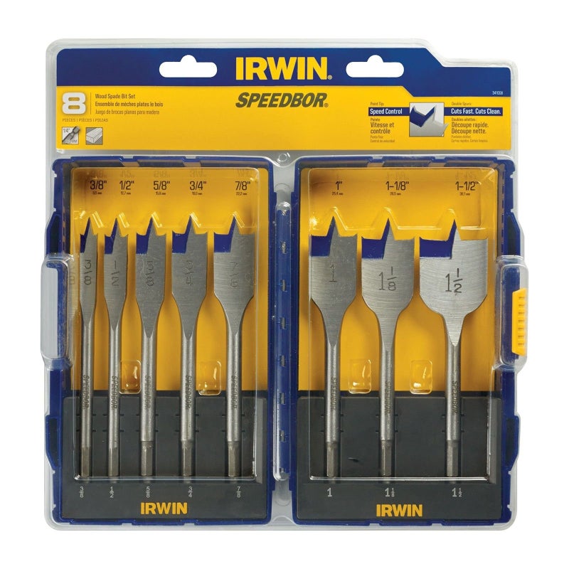 IRWIN Tools SPEEDBOR Blue Groove Pro Spade Bit Set with Case, 8-Piece (341008) - Image 3