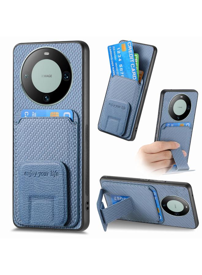 Zaboon Case For Huawei Mate 60 Pro Carbon Fiber Card Bag Fold Stand Phone Case - Image 1