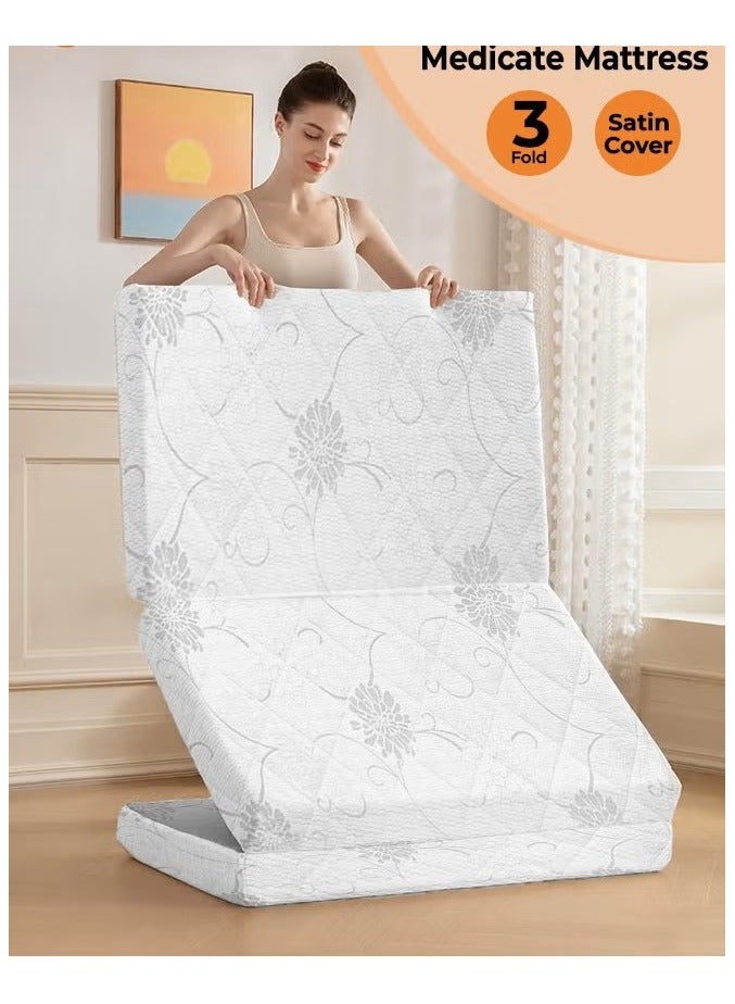 Comfy Comfy Premium Quality American Satin Quilted Medicated Folding 180 x 90 x 7cm White Mattress  - Image 1