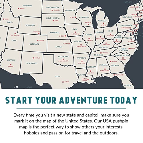 Epic Adventure Maps - USA State Travel Map Poster - Includes Push Pins + Magnetic Frame - Grey / 24 x 17 Inches - Image 2