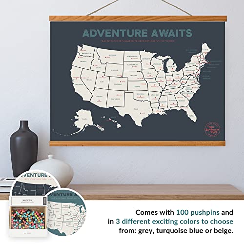 Epic Adventure Maps - USA State Travel Map Poster - Includes Push Pins + Magnetic Frame - Grey / 24 x 17 Inches - Image 5