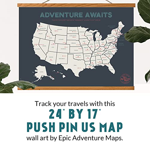 Epic Adventure Maps - USA State Travel Map Poster - Includes Push Pins + Magnetic Frame - Grey / 24 x 17 Inches - Image 4