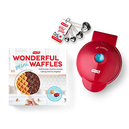 DASH DMWGS001RD Machine for Individual, Paninis, Hash Browns, & other Mini waffle maker, 4 inch, Red Gift Set - Image 1