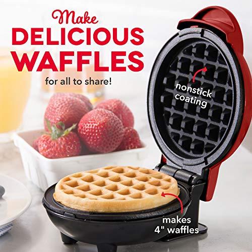 DASH DMWGS001RD Machine for Individual, Paninis, Hash Browns, & other Mini waffle maker, 4 inch, Red Gift Set - Image 4