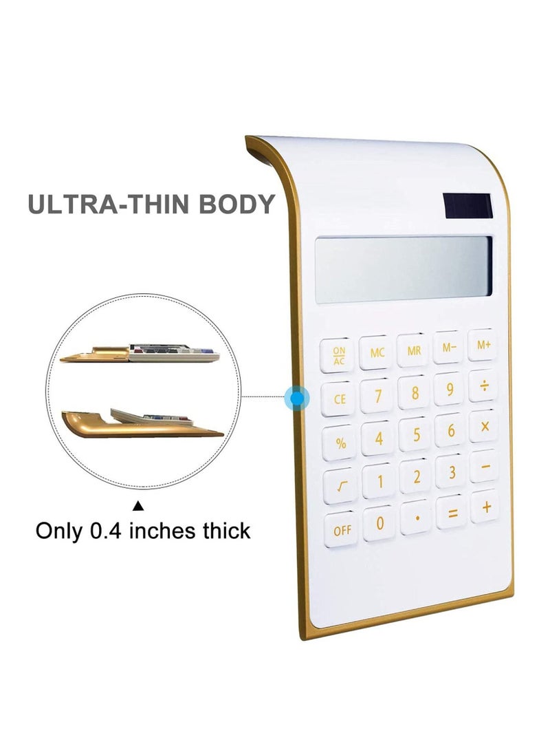 Calculator, Solar Power Calculator Slim Elegant Design Solar Calculator Dual Powered Desktop Calculator Tilted LCD Display for Business Office School