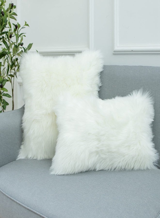 LIGICKY Decorative Lumbar Soft Faux Fur Throw Pillow Cover Luxury Series Rectangle Plush Pillow Case Cushion Cover for Couch Sofa Bed (12" x 20", White) - Image 3