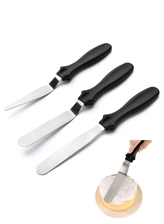 Morlife 3 pieces of stainless steel spatula, special for cream cake decoration and color matching  - Image 1