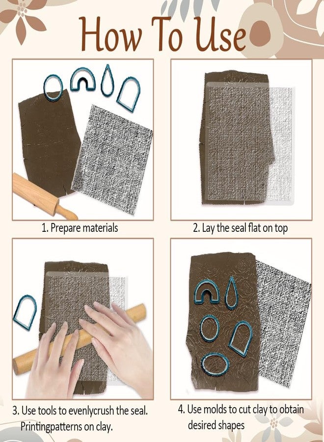 CHGCRAFT Linen Cloth Texture Silicone Clay Texture Stamp Polymer Clay Texture Sheets Clay Modeling Pattern Pad Texture Sheets for Polymer Clay Making Earrings Jewelry - Image 3