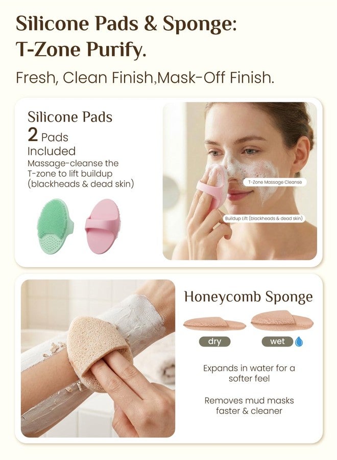 Rena Chris Gua Sha and Face Roller Set - 7 in 1 Face Skin Care Tools with Facial Cleansing Brush, 2 Silicone Scrubber Pads & Face Sponge, Travel Bag, Beauty Gift for Women - Image 5