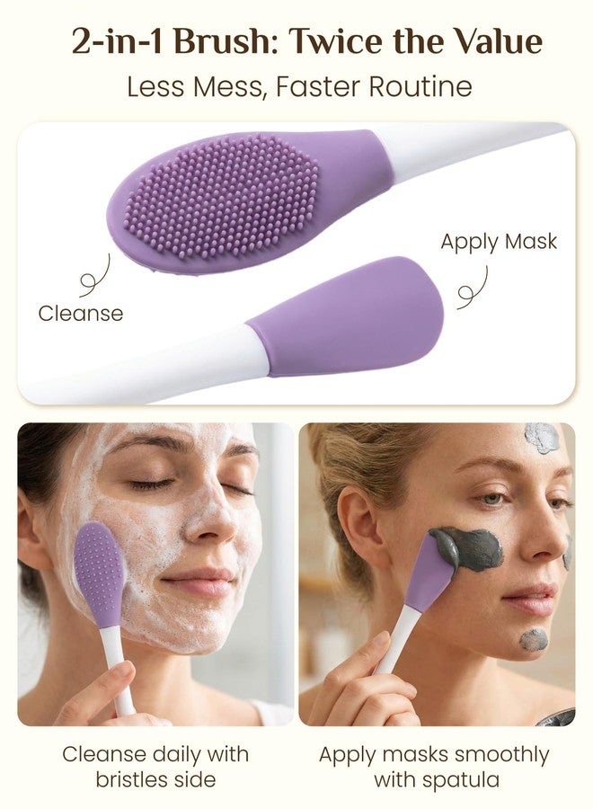Rena Chris Gua Sha and Face Roller Set - 7 in 1 Face Skin Care Tools with Facial Cleansing Brush, 2 Silicone Scrubber Pads & Face Sponge, Travel Bag, Beauty Gift for Women - Image 4