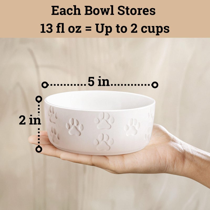 HB Design Co. Ceramic Dog Bowl Set of 2 with Anti-Skid Base - 5" Wide x 2" Tall Ceramic Dog Bowls for Small Dogs - 2 Cup Capacity Food and Water Bowls for Dogs - Rubber Bottom Pet Bowl Set of 2 for Small Pets - Image 2