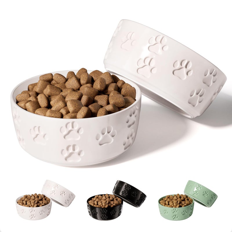 HB Design Co. Ceramic Dog Bowl Set of 2 with Anti-Skid Base - 5" Wide x 2" Tall Ceramic Dog Bowls for Small Dogs - 2 Cup Capacity Food and Water Bowls for Dogs - Rubber Bottom Pet Bowl Set of 2 for Small Pets - Image 1