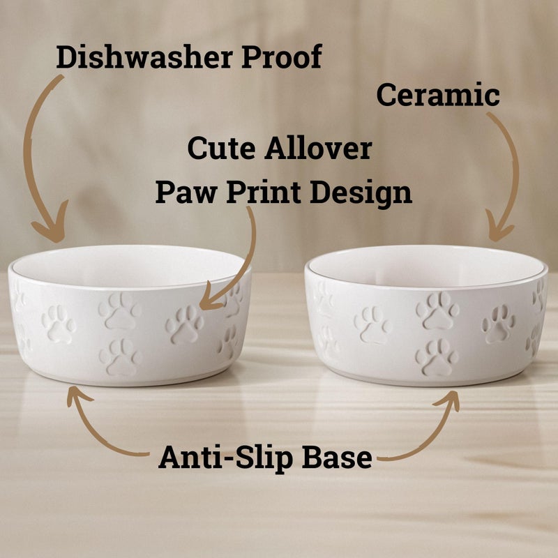 HB Design Co. Ceramic Dog Bowl Set of 2 with Anti-Skid Base - 5" Wide x 2" Tall Ceramic Dog Bowls for Small Dogs - 2 Cup Capacity Food and Water Bowls for Dogs - Rubber Bottom Pet Bowl Set of 2 for Small Pets - Image 3