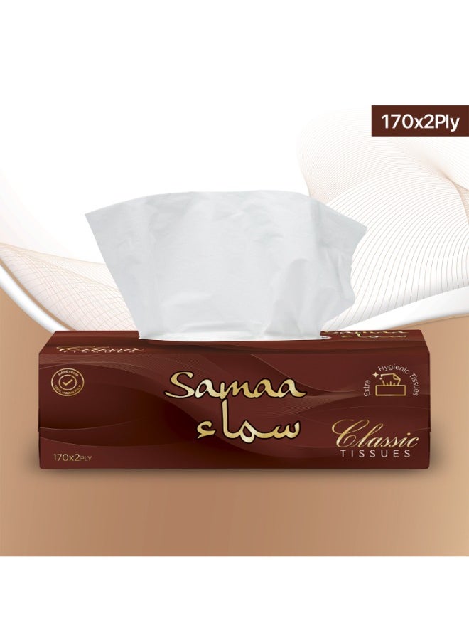 Samaa Facial Classic Soft White Tissues Boxes 170 Sheets 2Ply Pack of 5  - Image 2