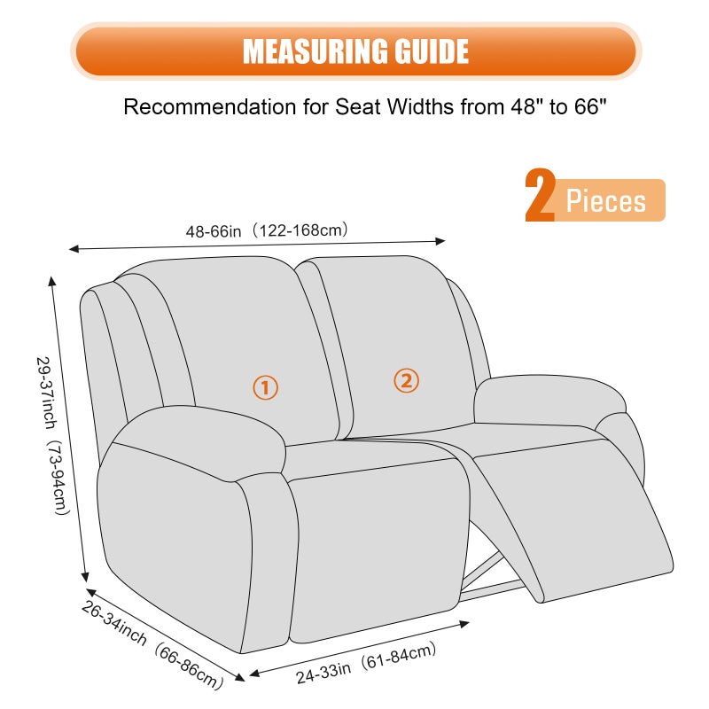 VANSOFY Recliner Cover, 2-Pieces Stretch Reclining Couch Cover with Pockets Loveseat Sofa Slipcovers Soft Washable Furniture Protector for Dogs Cats(Dark Gray) - Image 2