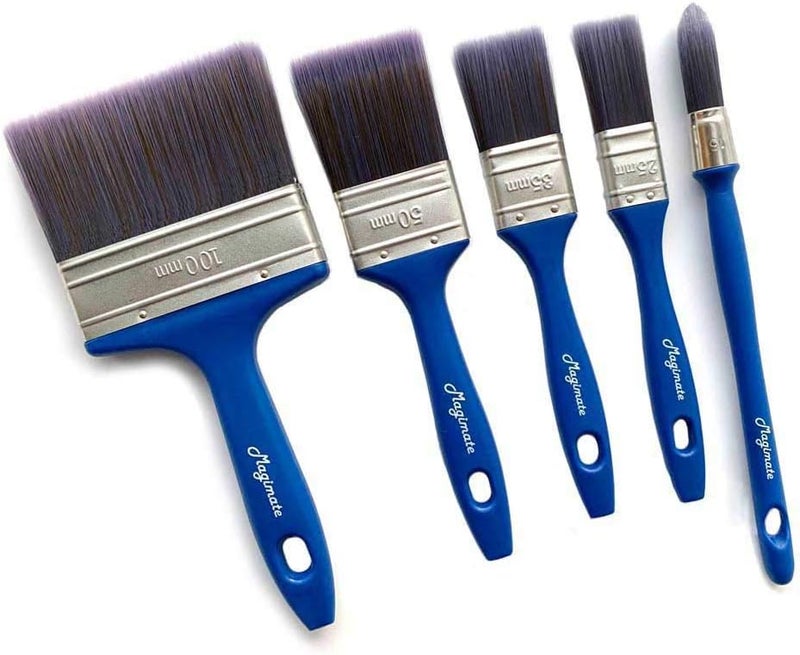 Magimate Paint brush Set Joinery Stain Flat Mural Paint Brushes with an Elegance Trim Brush, Various Size Pack of 5 - Image 2