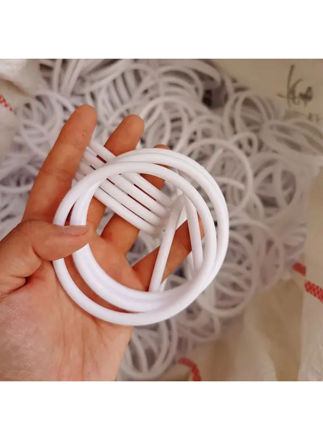 8 Plastic Rings 3.34 Inches White Durable Flexible Crafting Loops Smooth Edges for Weaving Tassels Wall Art Ideal Home Party Decorations Easy Cut Shape - Image 3