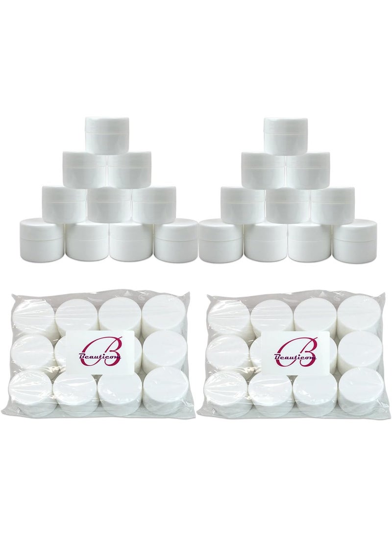 Beauticom Beauticom 24 Pieces 7G/7ML (0.25oz) WHITE Sturdy Thick Double Wall Plastic Container Jar with Foam Lined Lid for Scrubs, Oils, Salves, Creams, Lotions - BPA Free (Quantity: 24 Pieces) 