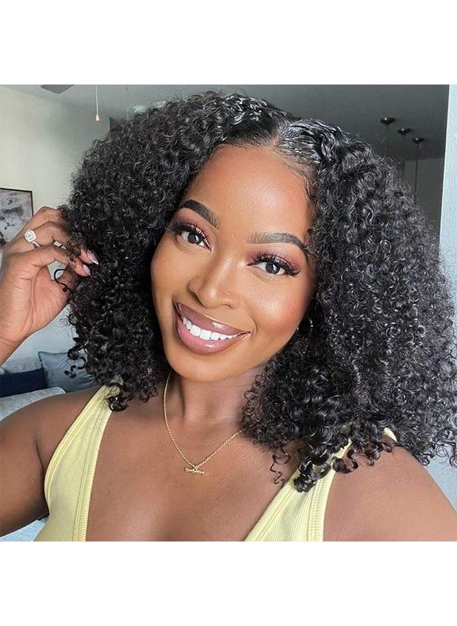 PRIMELACE PRIMELACE Curly V Part Wig Human Hair 16inch Kinkycurly Wig Human Hair Minimal Leave Out Brazilian V Part Wigs for Black Women Human Hair V Shape Clip in Wigs Natural Color 180% Density  - Image 1