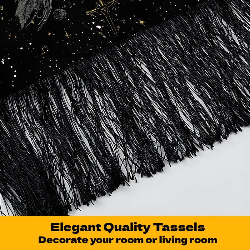 BVBOX 2 PCS Vertical Tapestry 13"x51", Boho Celestial Sun, Moon & Mountain Mystical Art with Gold Accents Aesthetic Long Vertical Wall Hanging Black Tassel Tapestries Home Decor for Living Room, Bedroom - Image 5