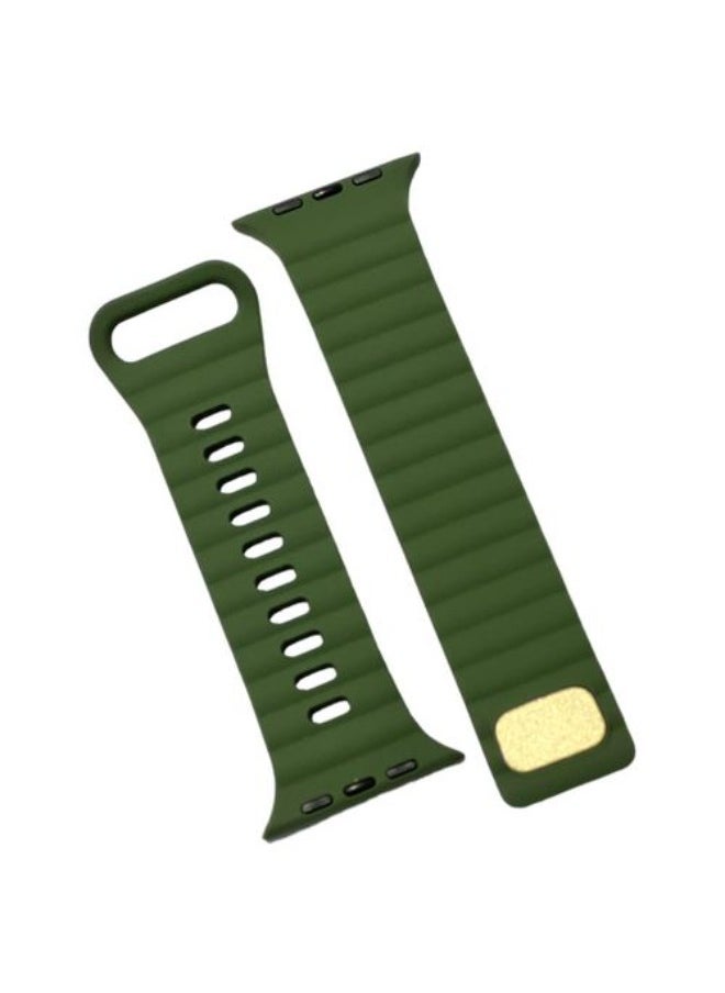 Generic - Optimal Option Silicone Band For Apple Watch Series Nike+ Sports Edition 44/45mm Design Pin-and-tuck Closure Olive Green - Image 1