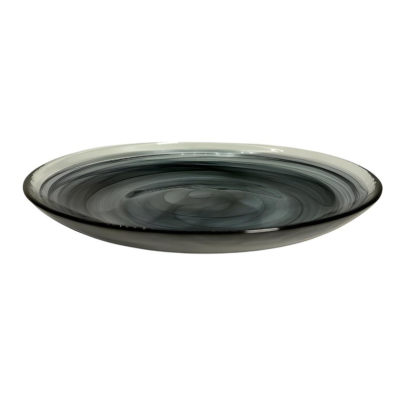 Lemon Tree 16 cm Round Glass Plate Set of 4 Handmade Alabaster Finish 6 Snack Plates for Serving Snacks Fruits Desserts Salads Chaat Colored Glass Microwave Dishwasher Safe Black - Image 2