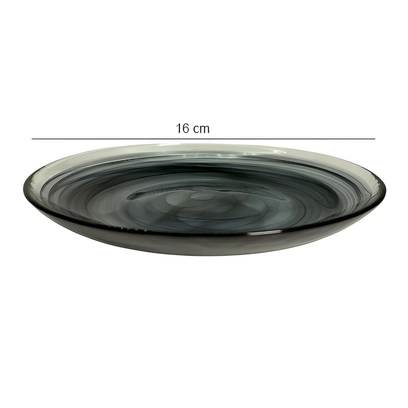 Lemon Tree 16 cm Round Glass Plate Set of 4 Handmade Alabaster Finish 6 Snack Plates for Serving Snacks Fruits Desserts Salads Chaat Colored Glass Microwave Dishwasher Safe Black - Image 3