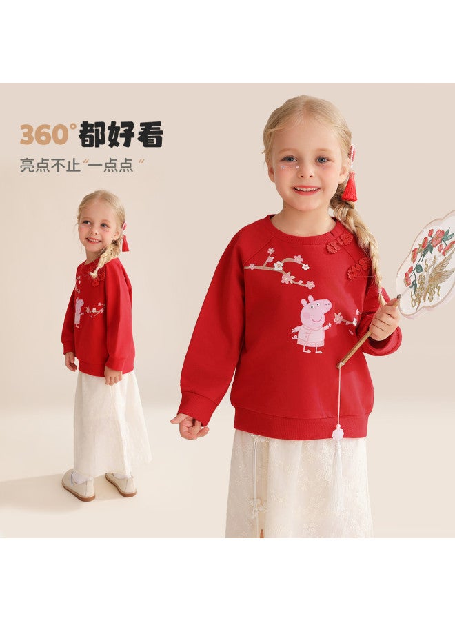 peppa Pig Spring Girls' Pure Cotton Soft Long-sleeve Pullover Hoodie - Chinese Style Baby Hoodie - Image 5