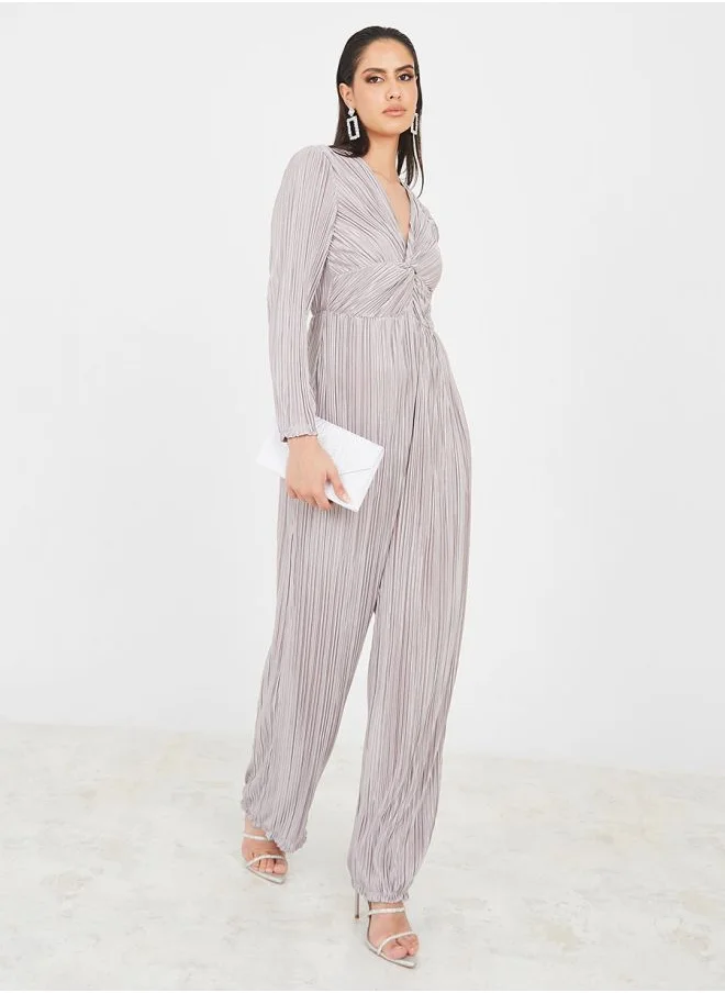 ستايلي Pleated Front Twist Detail Jumpsuit