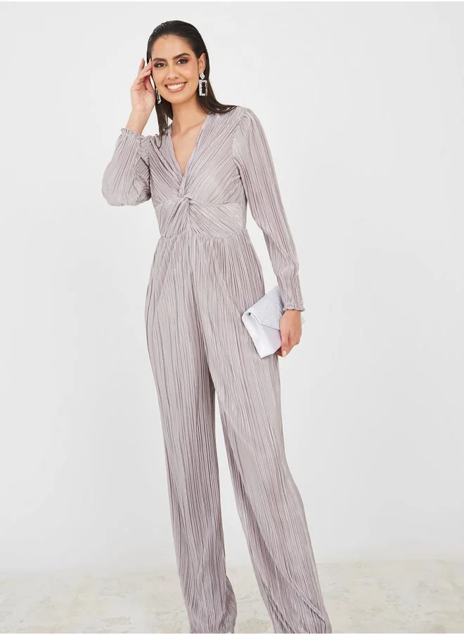 ستايلي Pleated Front Twist Detail Jumpsuit