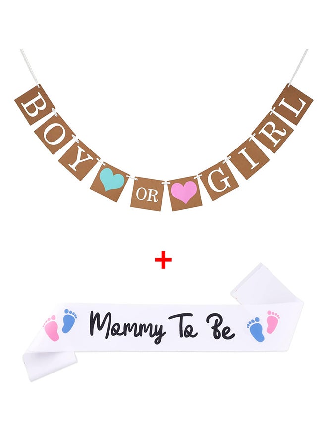 MARGOUN 2 Packs Boy or Girl Banner and Mommy to Be Sash Baby Shower Decorations Gender Reveal Bunting Flag Baby Gender Show Party Favors Pregnancy Announcement - Image 4