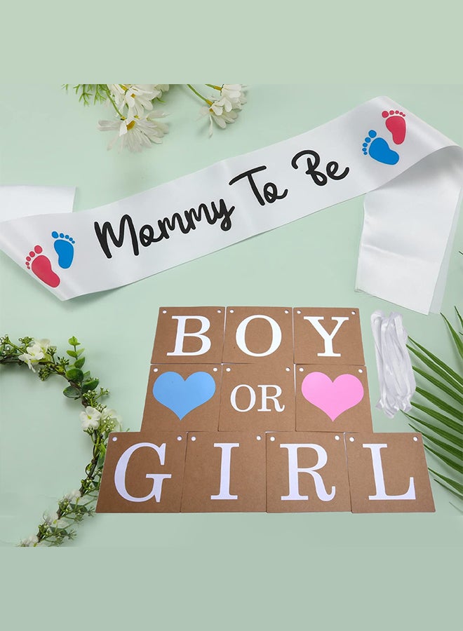 MARGOUN 2 Packs Boy or Girl Banner and Mommy to Be Sash Baby Shower Decorations Gender Reveal Bunting Flag Baby Gender Show Party Favors Pregnancy Announcement - Image 2
