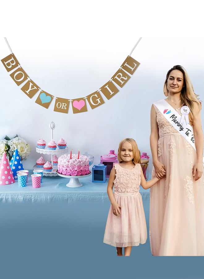 MARGOUN 2 Packs Boy or Girl Banner and Mommy to Be Sash Baby Shower Decorations Gender Reveal Bunting Flag Baby Gender Show Party Favors Pregnancy Announcement - Image 3