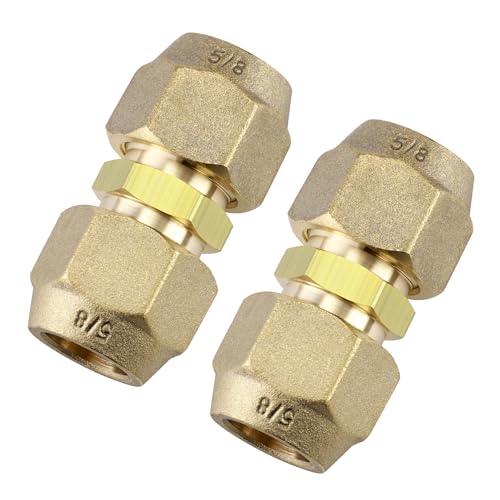 Timsec 2Packs AC Copper Pipe Extension Joint Connectors, 5/8-Inch Air Conditioning Pipe Coupling Adapters with Flare Nuts and Connectors, Free Welding, For Butt Copper Tube Diameter 5/8" (15.58mm) - Image 1