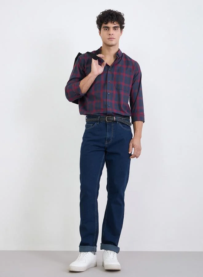 Styli Men Regular Fit Checked Full Sleeve Shirt