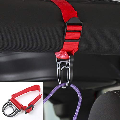 JeCar 2PCS Roll Bar Coat Hanger Clothes Hook for Jeep Wrangler CJ YJ TJ LJ JK JKU JL JLU JT Sports Sahara Freedom Rubicon & Unlimited X 2/4 Door (Red) - Image 5